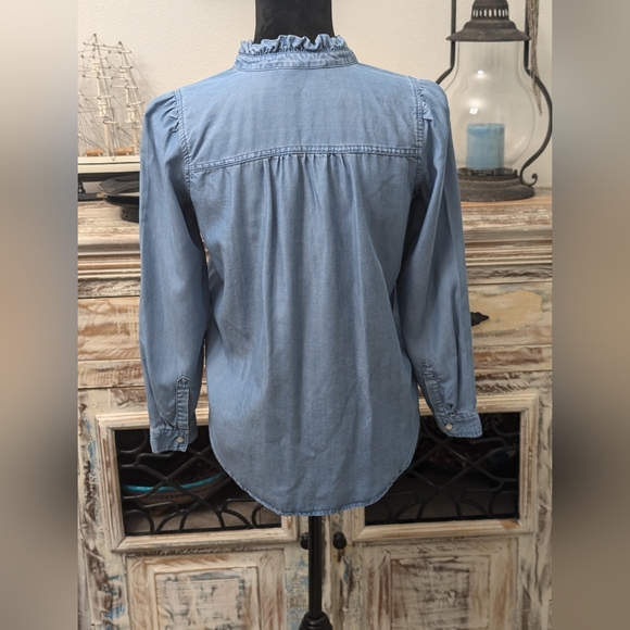 Loft Chambray Tunic Style Top, Size X-Small Petite - Picture 7 of 10
